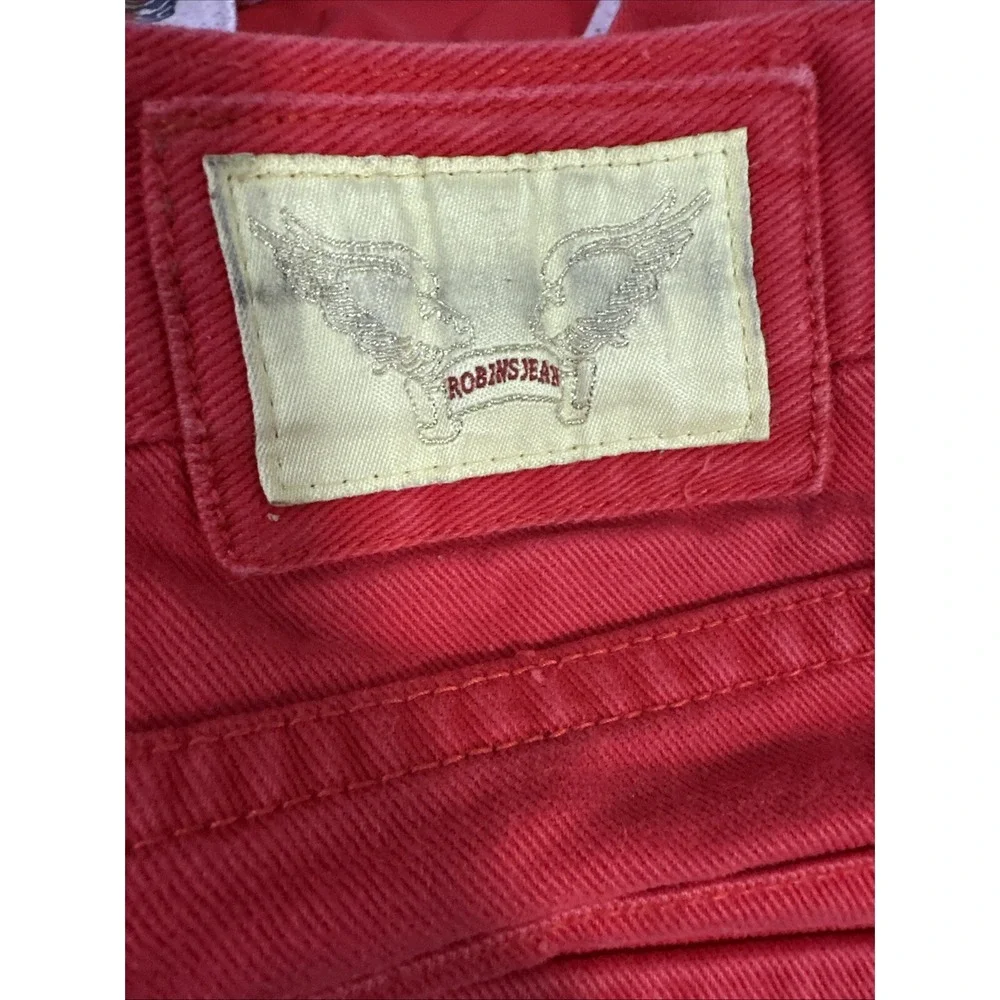 Robin's Jean‎ Men's Straight Fit Jeans Size 42 Red Rhinestone Back Pocket Flap